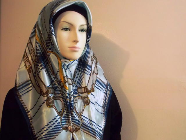 English Check Style Satin Silk Turkish Hijab11